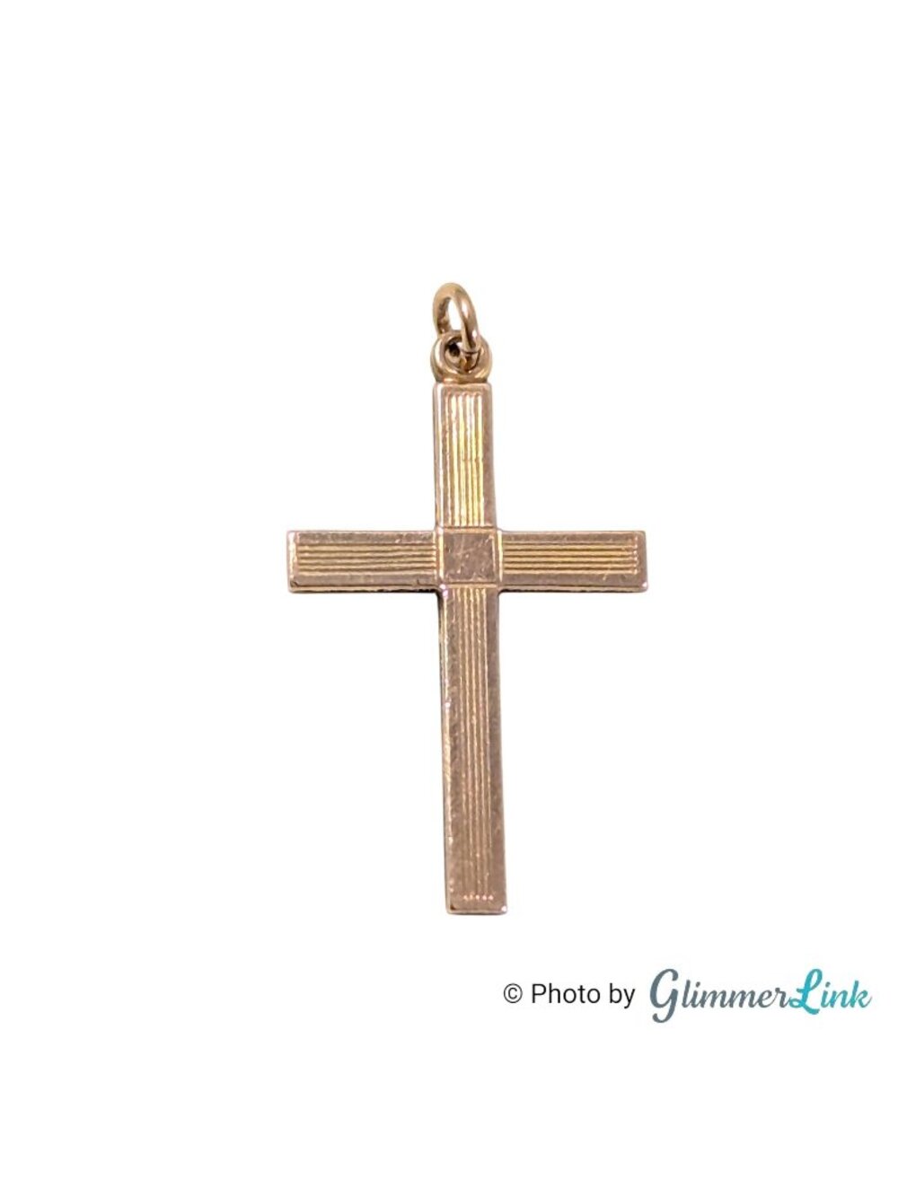 Vintage 1/20 10K Gold Filled Cross Pendant Petite Ribbed Christian Charm